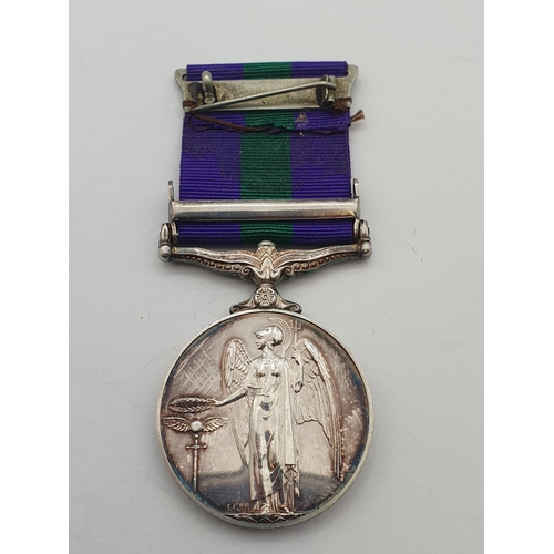 1011 - General Service Medal with 'Malaya' Clasp engraved to 23336100 Trooper A. Hay, Kings Dragoon Guards