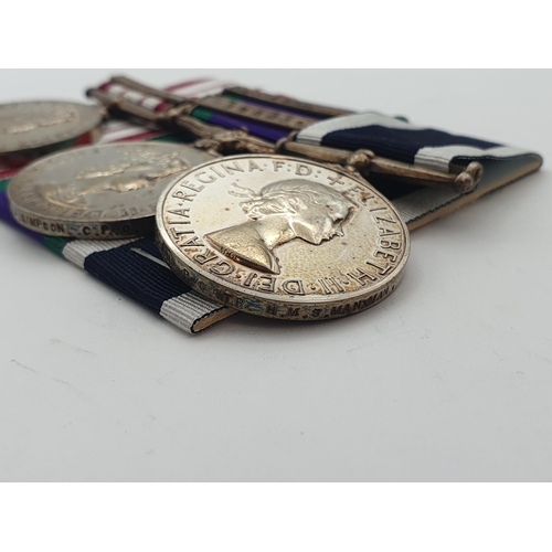 1013 - Three; Naval General Service 1915-62 with 'Brunei' Clasp, General Service Medal with 'Borneo' and 'M... 