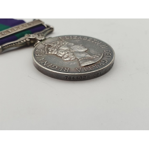 1016 - General Service Medal with 'Cyprus' Clasp engraved to 7644026 Cpl. G.J. Whitehead, R.E.M.E.