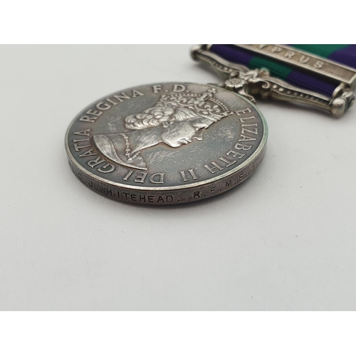 1016 - General Service Medal with 'Cyprus' Clasp engraved to 7644026 Cpl. G.J. Whitehead, R.E.M.E.