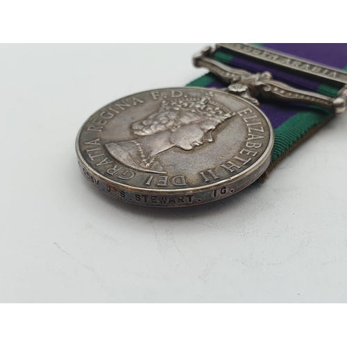 1021 - Campaign Service Medal with 'South Arabia' Clasp engraved to 24000624 Guardsman J.S. Stewart, Irish ... 