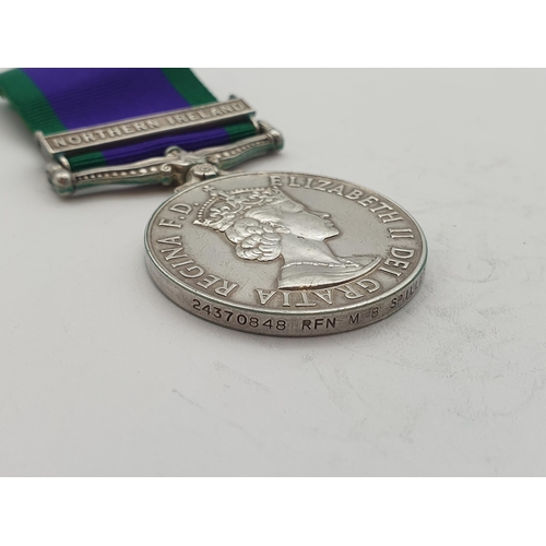 1023 - Campaign Service Medal with 'Northern Ireland' Clasp engraved to 2437084 Rifleman M.B. Spillett, Roy... 