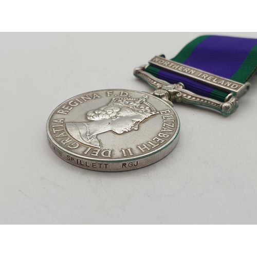 1023 - Campaign Service Medal with 'Northern Ireland' Clasp engraved to 2437084 Rifleman M.B. Spillett, Roy... 