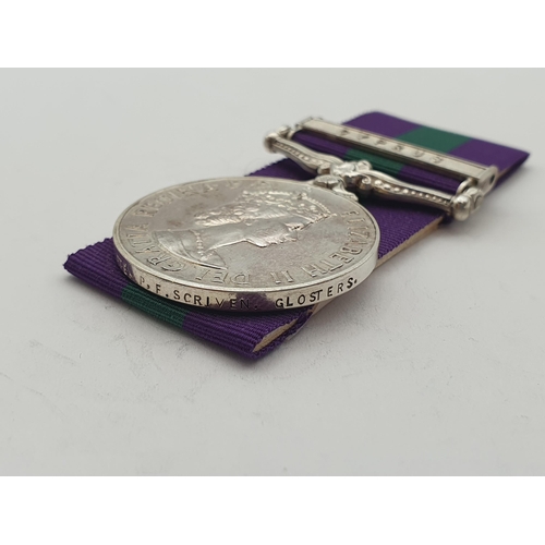 1026 - General Service Medal with 'Cyprus' Clasp engraved to 23342560 Pte. P.F. Scriven, Gloucestershire Re... 