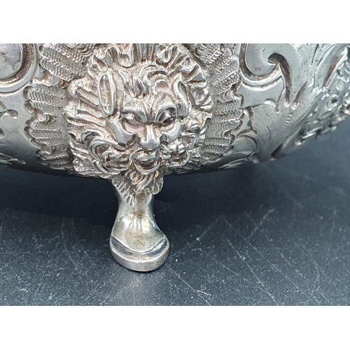 106 - A Victorian silver Sugar Bowl with leafage and scroll embossing, engraved Somerest crest with portcu... 