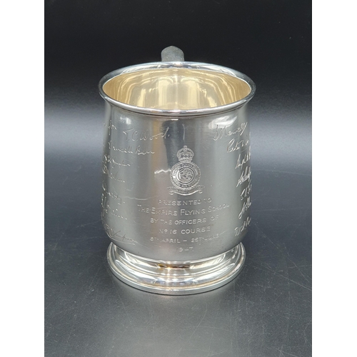 109 - A George VI silver Pint Mug of Military Interest Presented to the Empire Flying School by the Office... 