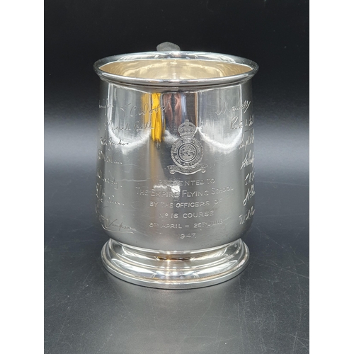 109 - A George VI silver Pint Mug of Military Interest Presented to the Empire Flying School by the Office... 