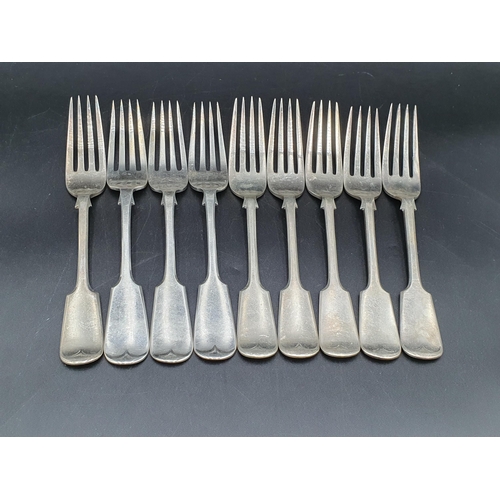 18 - Five Victorian silver Table Spoons fiddle pattern engraved initials, London 1843,and another, London... 