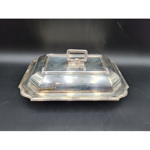 26 - A George VI silver Entree Dish and Cover with shaped corners, Sheffield 1938, 1340gms