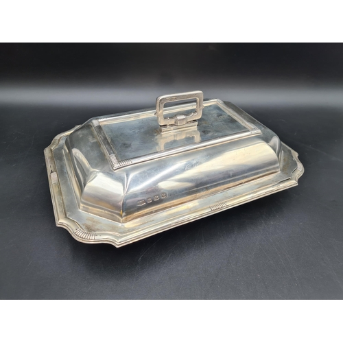 26 - A George VI silver Entree Dish and Cover with shaped corners, Sheffield 1938, 1340gms