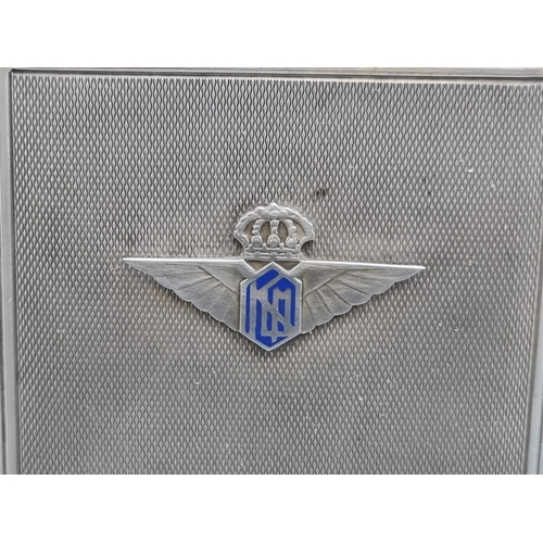 297 - An Art Deco, KLM Dutch Airlines 935 silver Jumbo lift arm Table Lighter, commemorating the 1935 flig... 