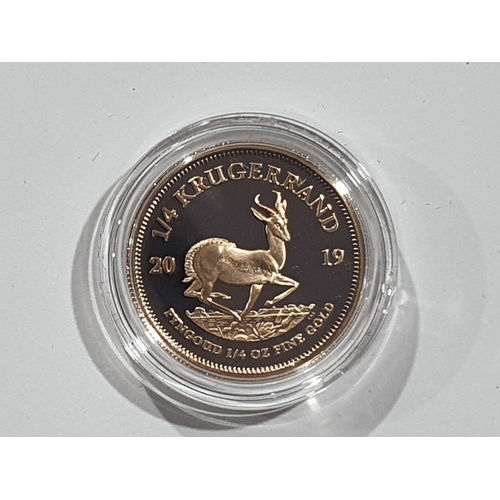 309 - A 2019 ¼ oz gold Krugerrand, in case, with COA