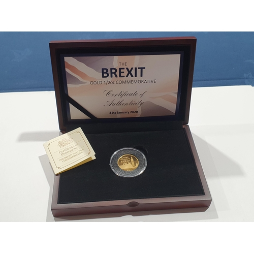 310 - A 2020 gold Brexit ½ oz Medal, in case, with COA