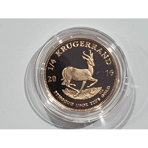 318 - A 2016 gold ¼ oz Krugerrand, in case, with COA