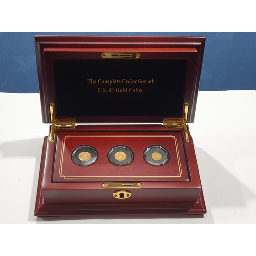 325 - A US 1851, 1855 and 1873 gold Dollar Set, in case