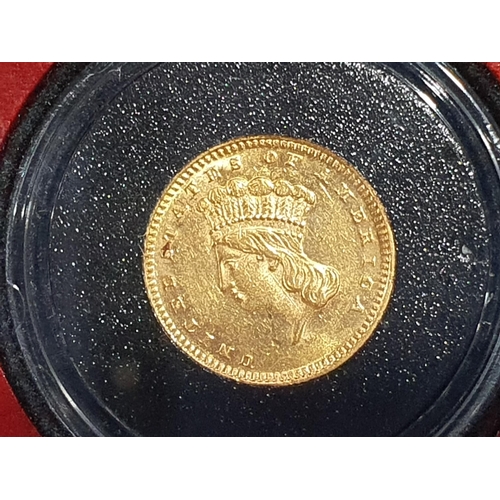 325 - A US 1851, 1855 and 1873 gold Dollar Set, in case