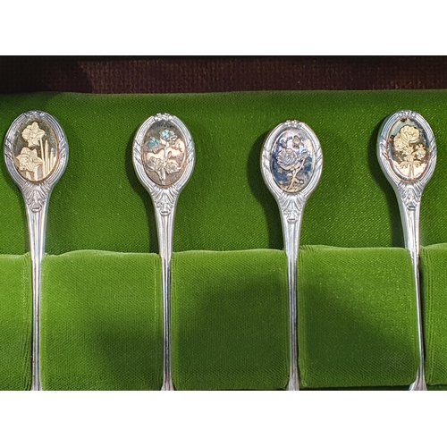 333 - A Royal Horticultural Society silver Spoon Collection, twelve Spoons in fitted wooden case