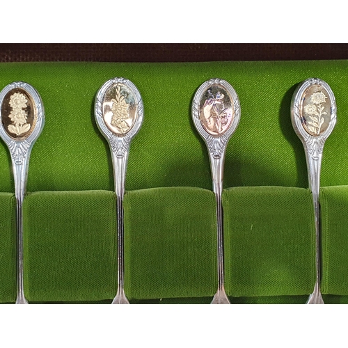 333 - A Royal Horticultural Society silver Spoon Collection, twelve Spoons in fitted wooden case