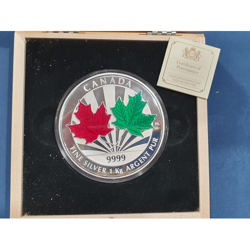 335 - A Canada 2014 fine silver 1kg $250 Coin, in fitted case, with COA (mintage 600)