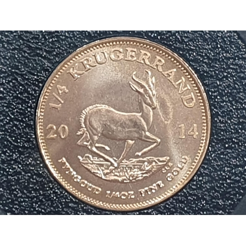 342 - A 2014 gold ¼ Krugerrand, with COA