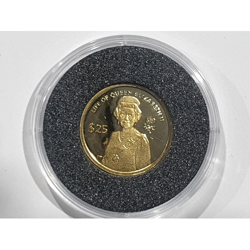 351 - A British Virgin Islands $25 gold Coin 2012 to commemorate the Queen, an Isle of Man 1/10th Crown co... 