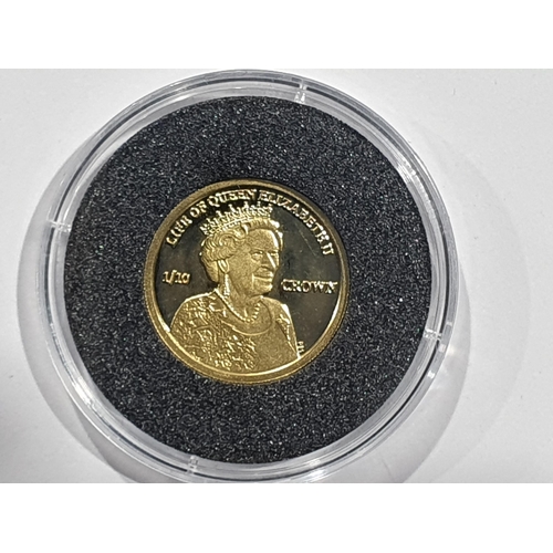 351 - A British Virgin Islands $25 gold Coin 2012 to commemorate the Queen, an Isle of Man 1/10th Crown co... 