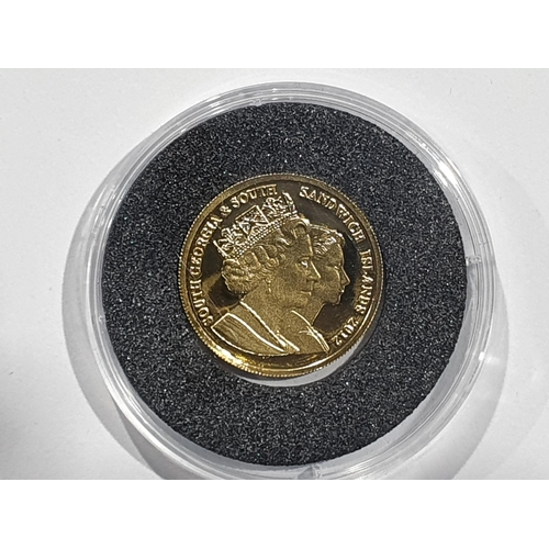 351 - A British Virgin Islands $25 gold Coin 2012 to commemorate the Queen, an Isle of Man 1/10th Crown co... 