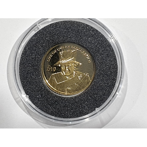 351 - A British Virgin Islands $25 gold Coin 2012 to commemorate the Queen, an Isle of Man 1/10th Crown co... 