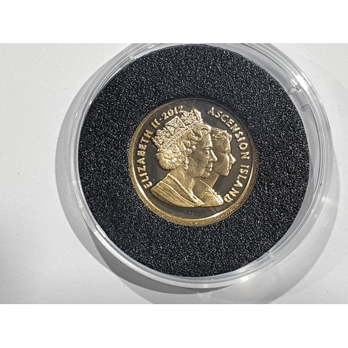 351 - A British Virgin Islands $25 gold Coin 2012 to commemorate the Queen, an Isle of Man 1/10th Crown co... 