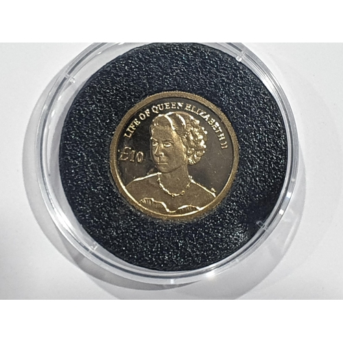 351 - A British Virgin Islands $25 gold Coin 2012 to commemorate the Queen, an Isle of Man 1/10th Crown co... 