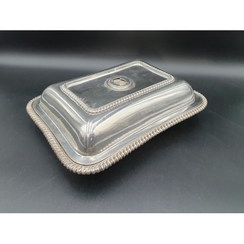 43 - A George V silver oblong Entree Dish and Cover with gadroon rims, (no handle)Birmingham 1931/5, 1500... 