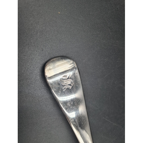 47 - A George IV silver Basting Spoon old english pattern engraved initial S, London 1823, maker: R Rutla... 