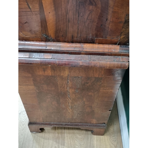 543 - An 18th Century walnut veneered Cabinet on chest base, the upper section fitted single long drawer a... 