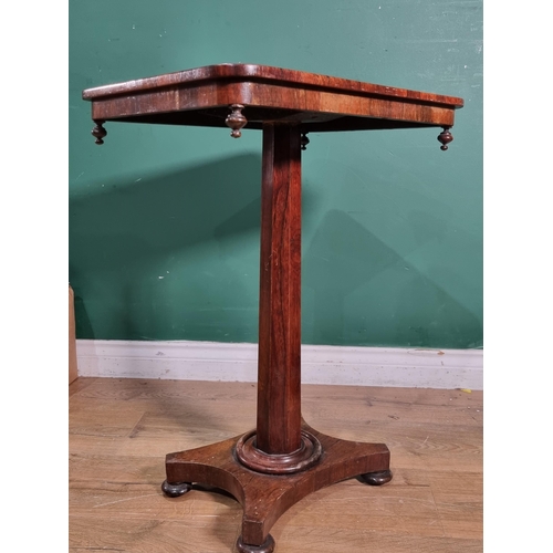 551 - A 19th Century rosewood Occasional Table with rounded rectangular top on octagonal column and quadro... 