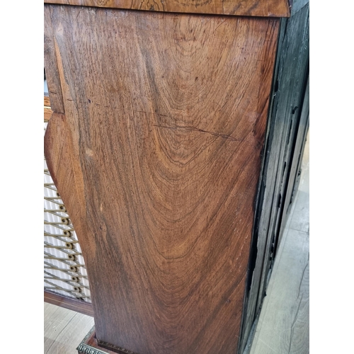 554 - A Regency brass inlaid rosewood Secretaire Cabinet with a fitted frieze drop front drawer above a pa... 