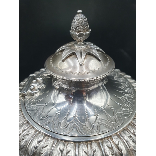 58 - A Victorian silver four piece Tea and Coffee Service of classical urn form, finely engraved flowers ... 