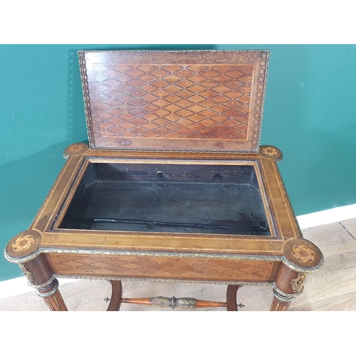 625 - A 19th Century mixed wood Planter with marquetry and lattice inlay, the lift-out centre with pierced... 