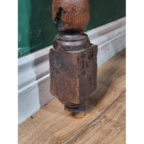 644 - An 18th Century oak Derbyshire Dresser Base with raised back, fitted three frieze drawers on baluste... 