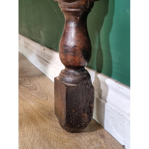 644 - An 18th Century oak Derbyshire Dresser Base with raised back, fitted three frieze drawers on baluste... 