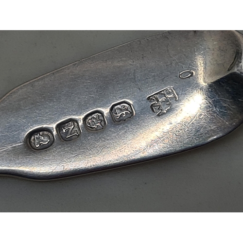 76 - Six 19th Century silver Dessert Spoons fiddle pattern engraved crests, various dates, 255gms