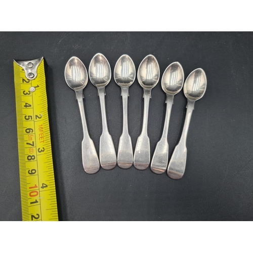 79 - Six early Victorian silver Spice Spoons fiddle pattern, London 1838, maker: Wm Bateman