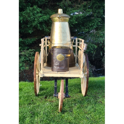 814 - A Victorian three wheeled Dairy Hand Cart, with painted wooden signs inscribed 