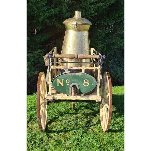 814 - A Victorian three wheeled Dairy Hand Cart, with painted wooden signs inscribed 