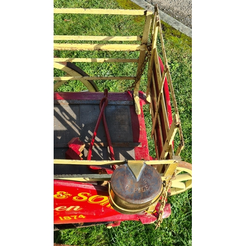 815 - A Victorian three wheeled Dairy Hand Cart with painted wooden sign inscribed 