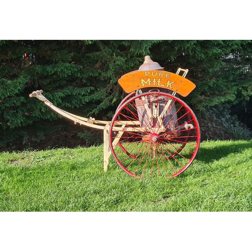 816 - A Victorian Two wheeled Dairy Cart, fitted with brass mounted steel dome top Churn with tap, maker's... 