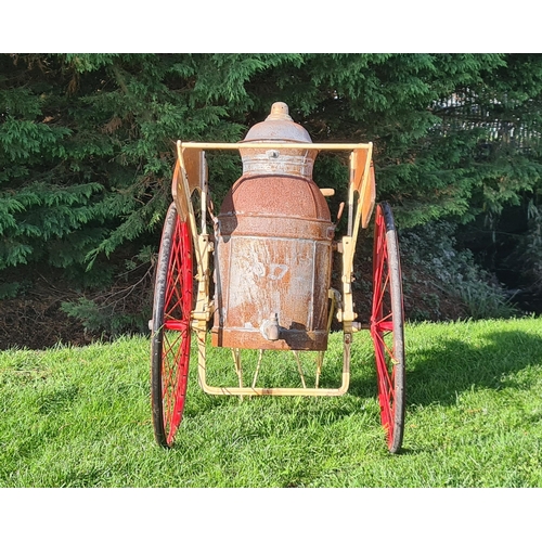 816 - A Victorian Two wheeled Dairy Cart, fitted with brass mounted steel dome top Churn with tap, maker's... 