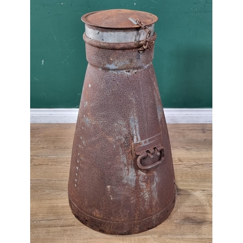 819 - An early 20th Century conical steel 17-gallon Milk Churn, stamped to the side 