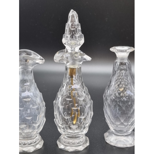 885 - Four early glass Condiment Bottles, two with Stoppers, having cut, fluted decoration