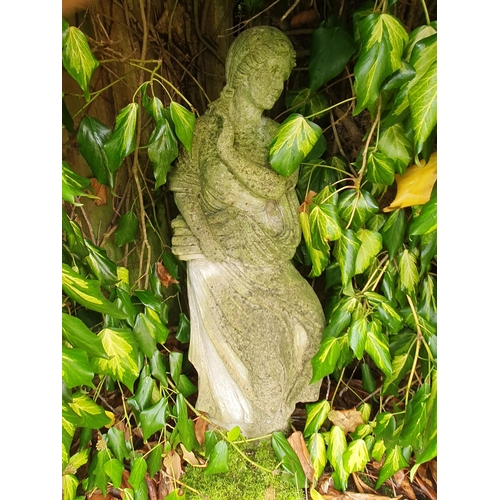 956 - A large Classical Maiden Garden Figure carrying faggot of wood, 3ft 9in