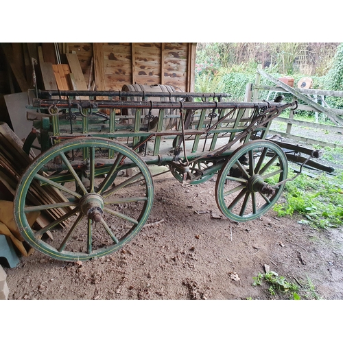 959 - A four wheel Horse Drawn Cart with green and yellow livery